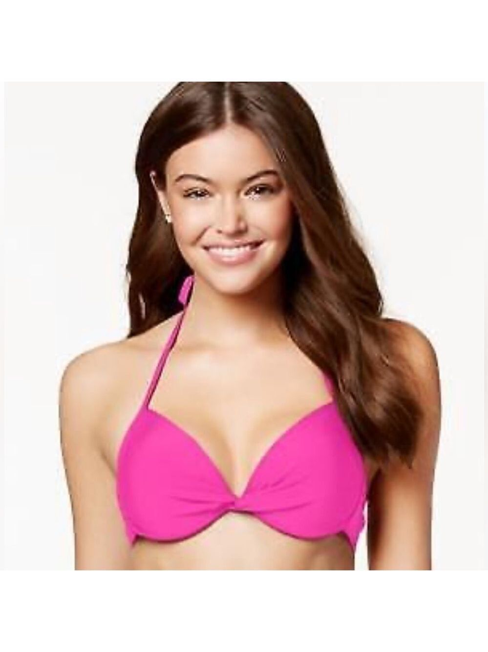 NWT California Waves Pink Push Up Underwire Strappy Swim Bikini Top